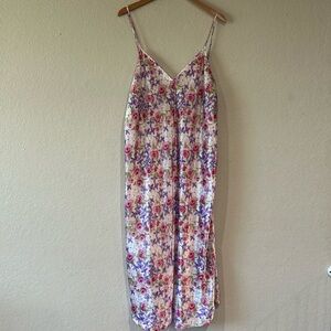 Floral silky maxi slip dress